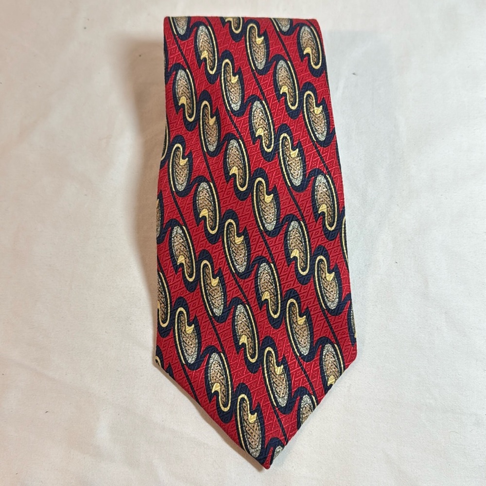 Givenchy vintage red and navy silk tie.